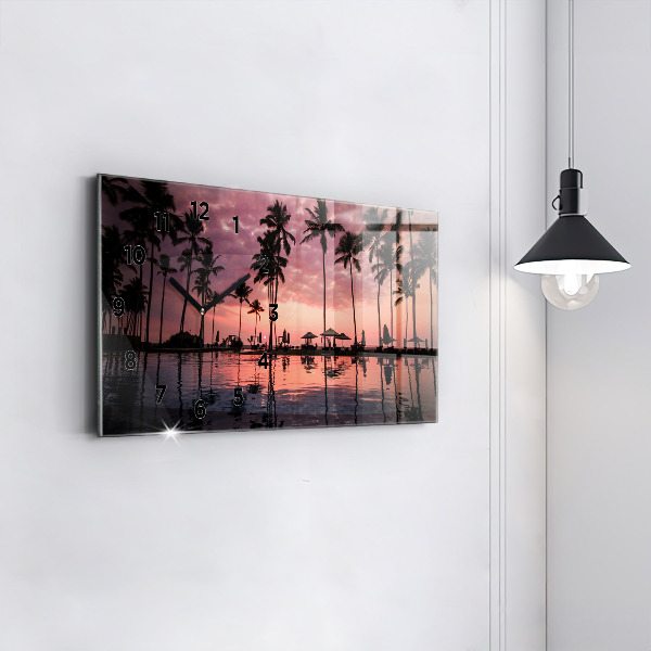 Horloge murale horizontale Palmiers à Hawaï