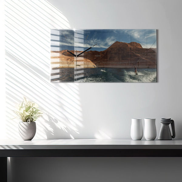 Horloge murale horizontale Personne sur des skis nautiques
