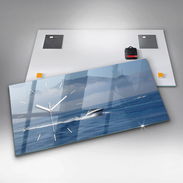 Horloge murale horizontale 'Un bateau flottant sur l''océan'