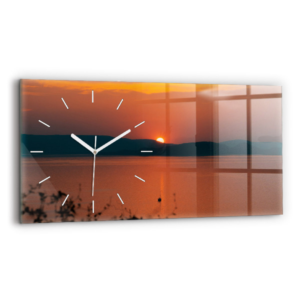 Horloge murale horizontale Le lac Balaton le soir