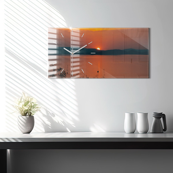 Horloge murale horizontale Le lac Balaton le soir