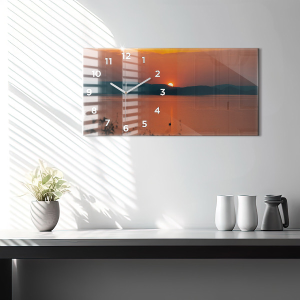 Horloge murale horizontale Le lac Balaton le soir