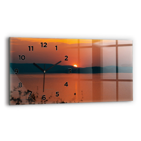 Horloge murale horizontale Le lac Balaton le soir