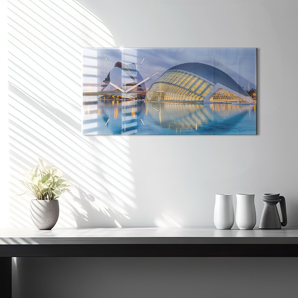 Horloge murale horizontale Coucher de soleil sur la ville