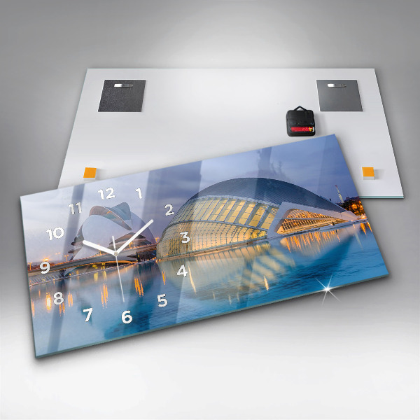 Horloge murale horizontale Coucher de soleil sur la ville