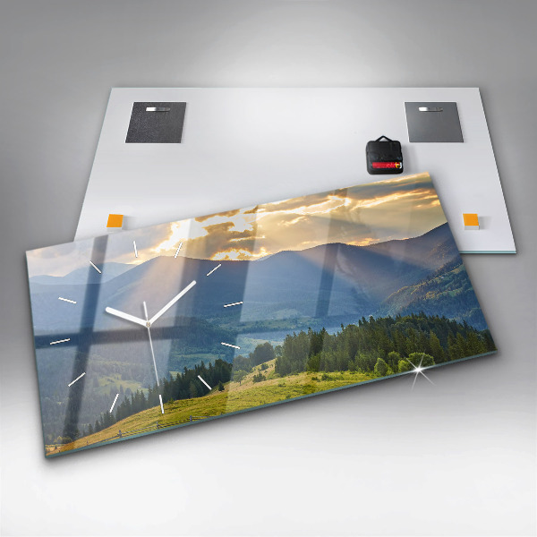 Horloge rectangulaire horizontale Paysage avec forêts