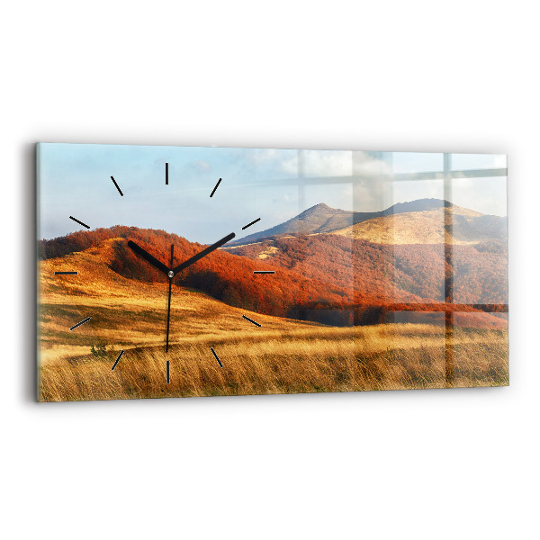 Horloge murale horizontale Paysage de montagne en automne