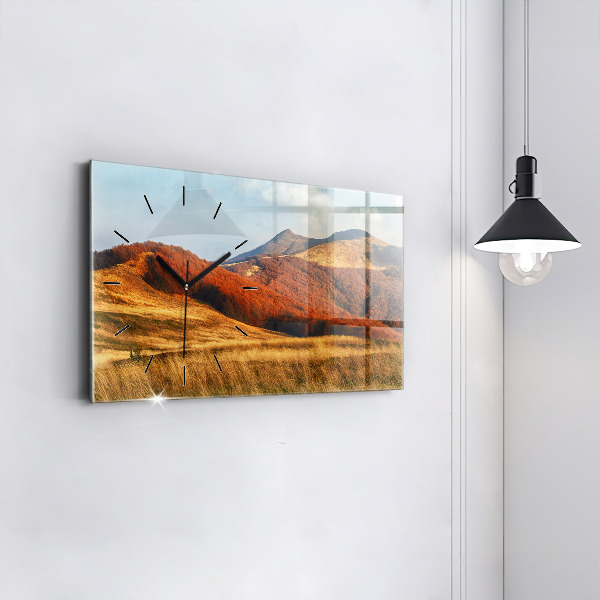 Horloge murale horizontale Paysage de montagne en automne