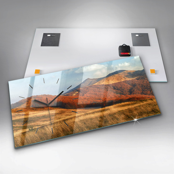 Horloge murale horizontale Paysage de montagne en automne