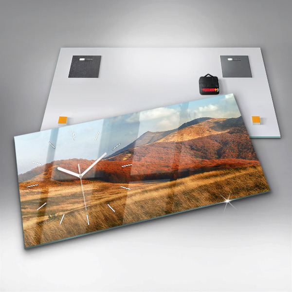 Horloge murale horizontale Paysage de montagne en automne