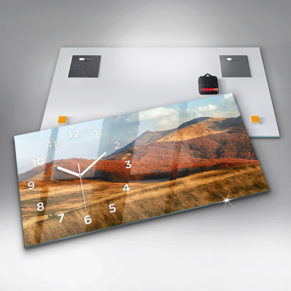 Horloge murale horizontale Paysage de montagne en automne