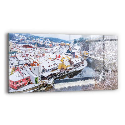 Horloge rectangulaire horizontale Panorama de la ville en hiver
