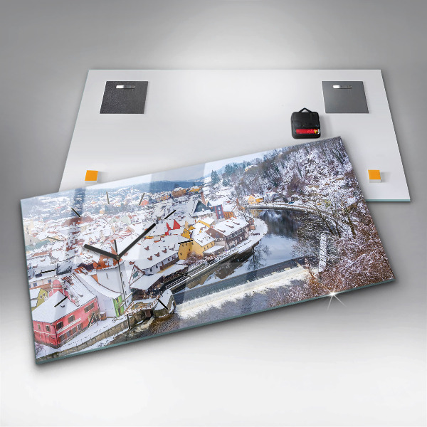 Horloge rectangulaire horizontale Panorama de la ville en hiver