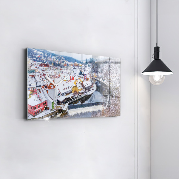 Horloge rectangulaire horizontale Panorama de la ville en hiver