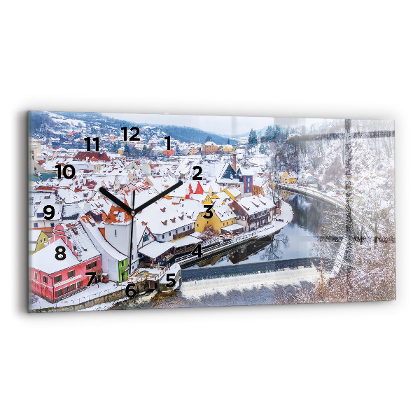 Horloge rectangulaire horizontale Panorama de la ville en hiver