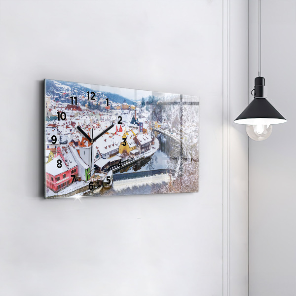 Horloge rectangulaire horizontale Panorama de la ville en hiver
