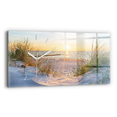 Horloge rectangulaire horizontale Coucher de soleil sur la mer