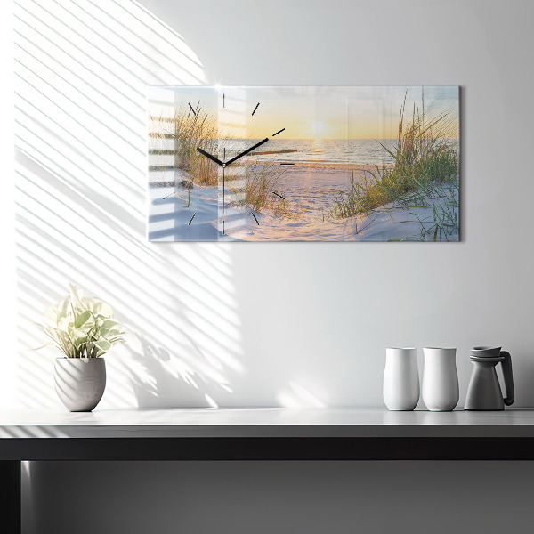 Horloge rectangulaire horizontale Coucher de soleil sur la mer