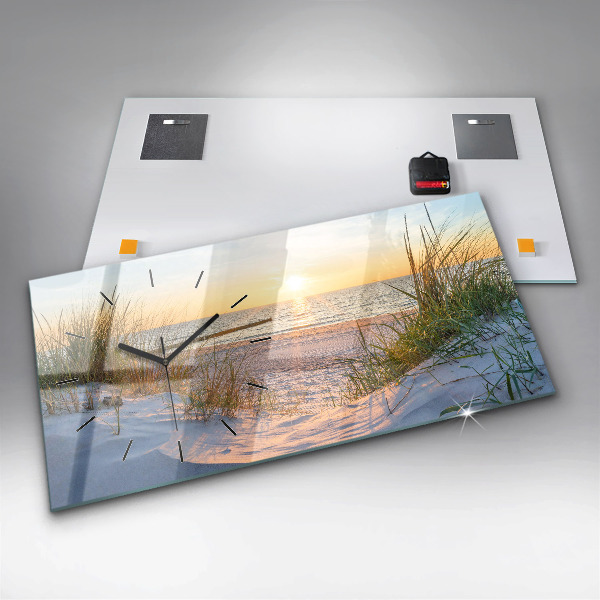 Horloge rectangulaire horizontale Coucher de soleil sur la mer