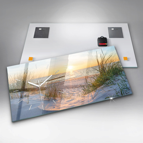 Horloge rectangulaire horizontale Coucher de soleil sur la mer