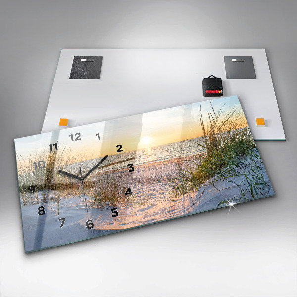 Horloge rectangulaire horizontale Coucher de soleil sur la mer