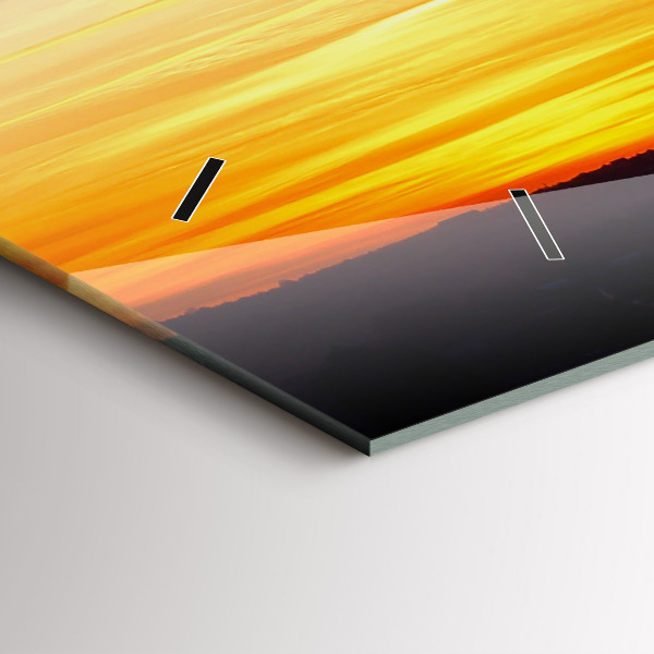 Horloge murale horizontale Bâtiment et coucher de soleil