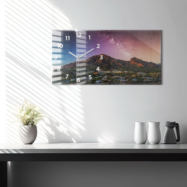 Horloge murale horizontale Paysage de montagne