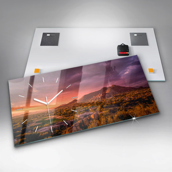 Horloge murale horizontale Coucher de soleil au nord de Scottsdale