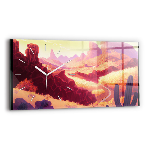 Horloge murale horizontale 'Illustration du désert de l''Arizona'
