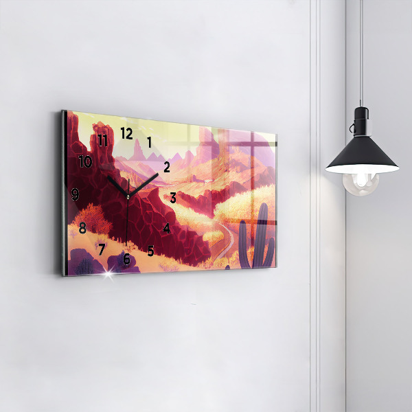 Horloge murale horizontale 'Illustration du désert de l''Arizona'