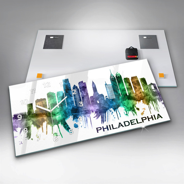 Horloge murale horizontale Philadelphie colorée