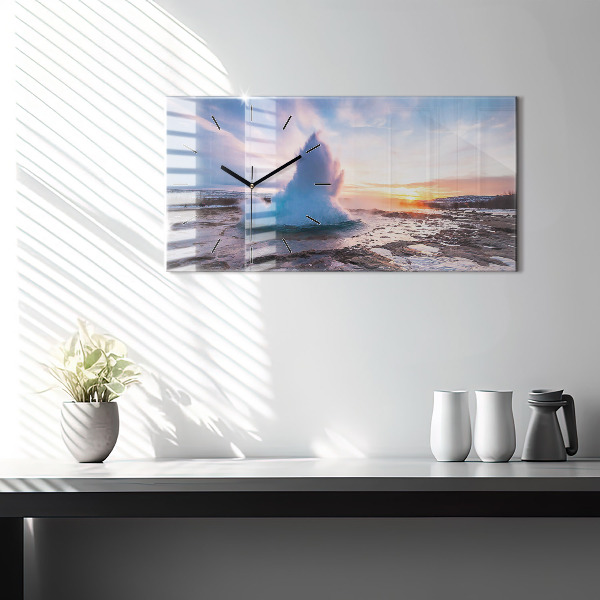 Horloge rectangulaire horizontale 'Geyser sur l''île d''Islande'