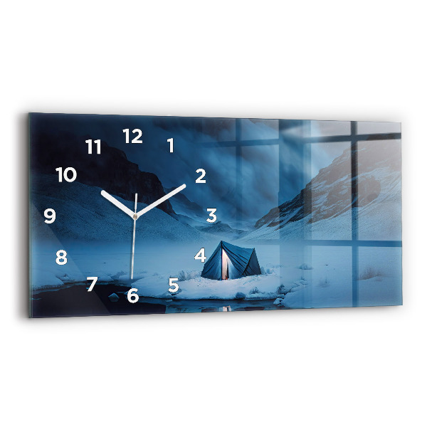 Horloge murale horizontale 'Tente dans les montagnes d''Islande'