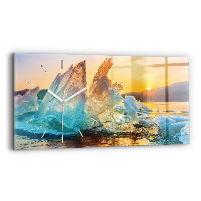 Horloge rectangulaire horizontale Iceberg et lever de soleil