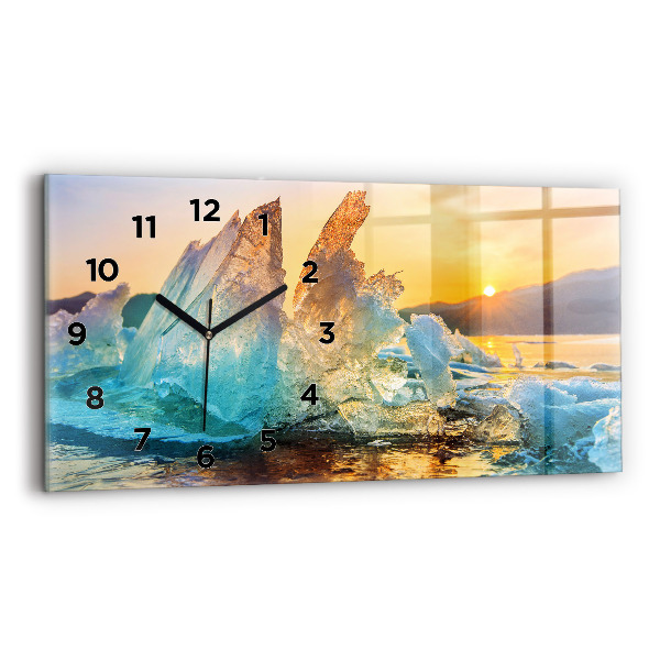 Horloge rectangulaire horizontale Iceberg et lever de soleil
