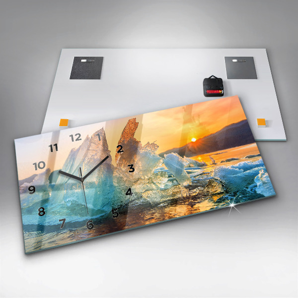 Horloge rectangulaire horizontale Iceberg et lever de soleil