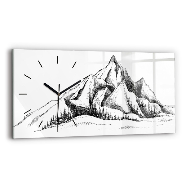 Horloge rectangulaire horizontale Montagnes dessinées