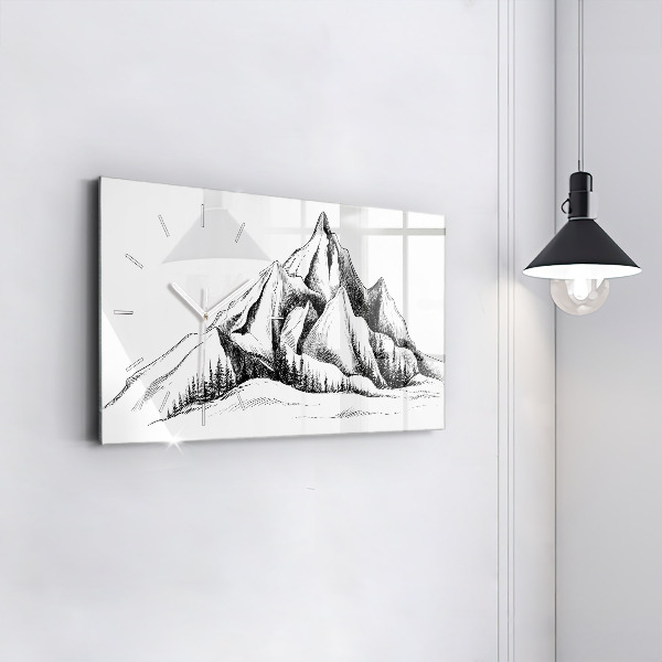 Horloge rectangulaire horizontale Montagnes dessinées