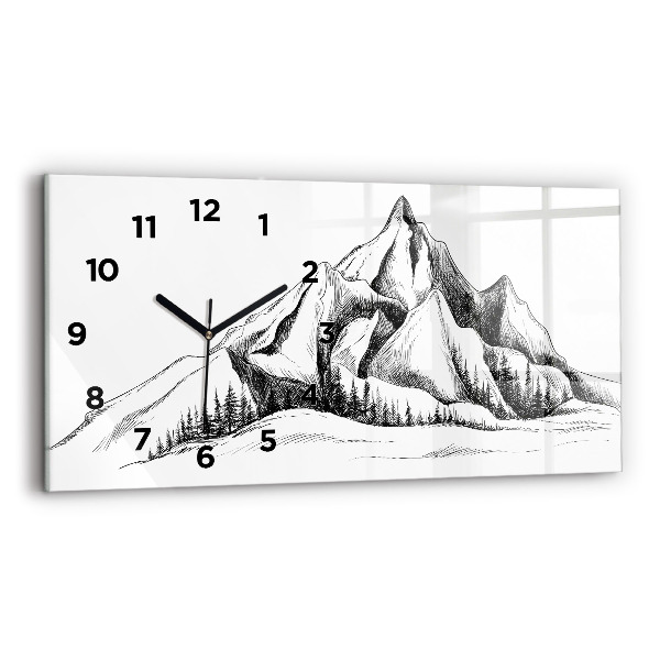 Horloge rectangulaire horizontale Montagnes dessinées
