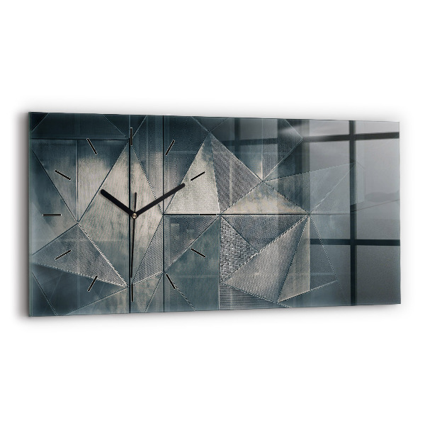 Horloge rectangulaire horizontale Triangles abstraits en métal