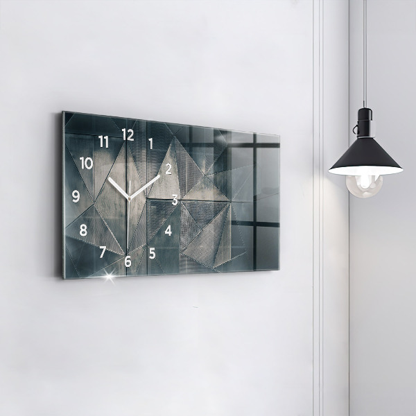 Horloge rectangulaire horizontale Triangles abstraits en métal