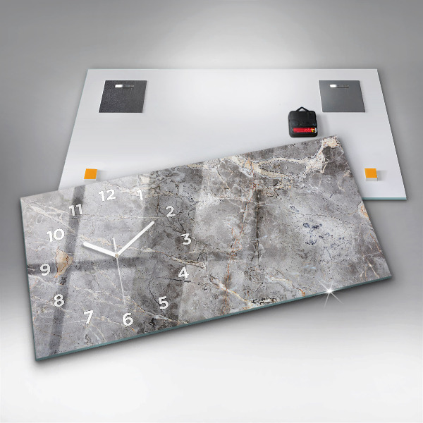 Horloge murale horizontale Pierre de marbre en granit gris