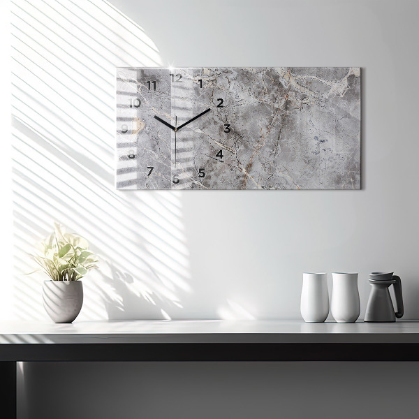Horloge murale horizontale Pierre de marbre en granit gris