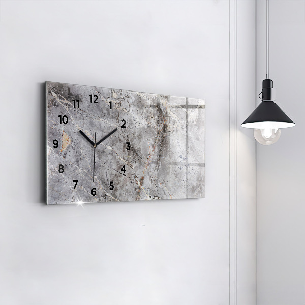 Horloge murale horizontale Pierre de marbre en granit gris