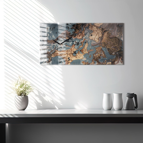 Horloge murale horizontale Art abstrait du marbre