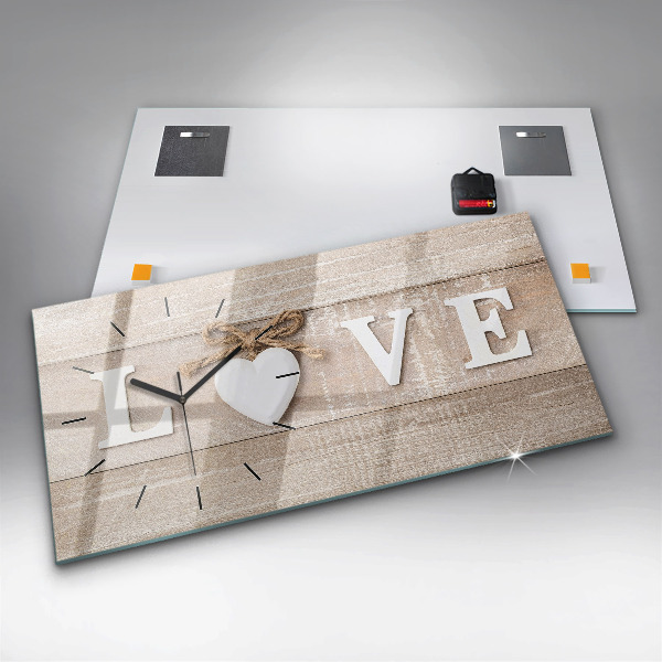 Horloge rectangulaire horizontale 'L''inscription amour'