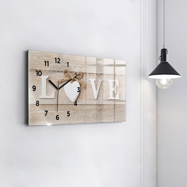 Horloge rectangulaire horizontale 'L''inscription amour'