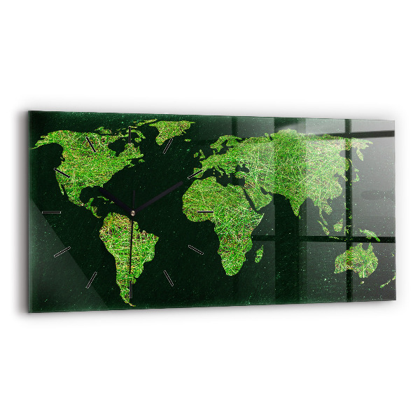 Horloge rectangulaire horizontale 'Carte du monde de l''herbe'