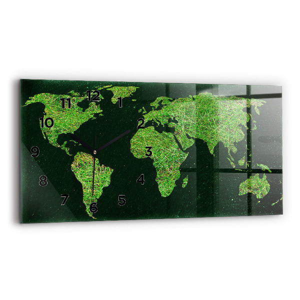 Horloge rectangulaire horizontale 'Carte du monde de l''herbe'