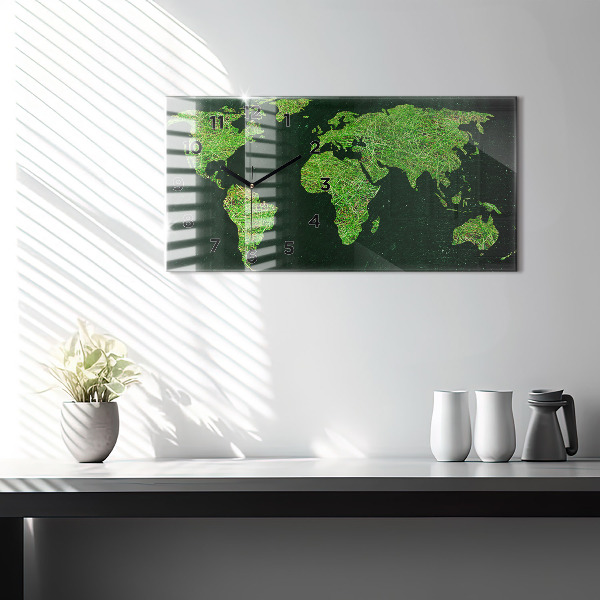 Horloge rectangulaire horizontale 'Carte du monde de l''herbe'